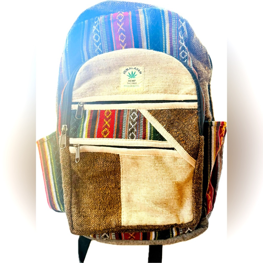 Unisex Pure Himalayan Hemp Backpack with Laptop Compartment and multiple…